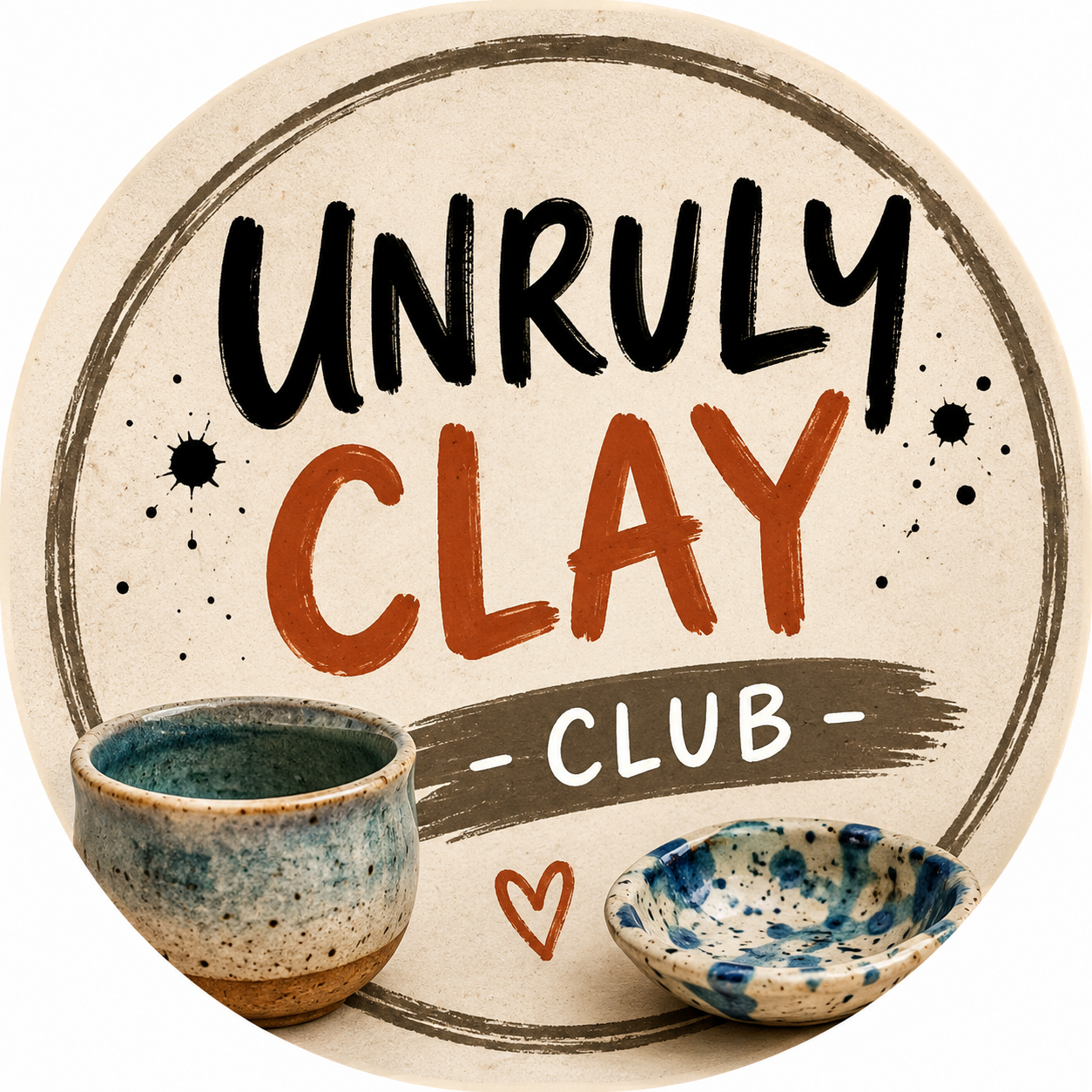 Unruly Clay Club round maker's mark logo